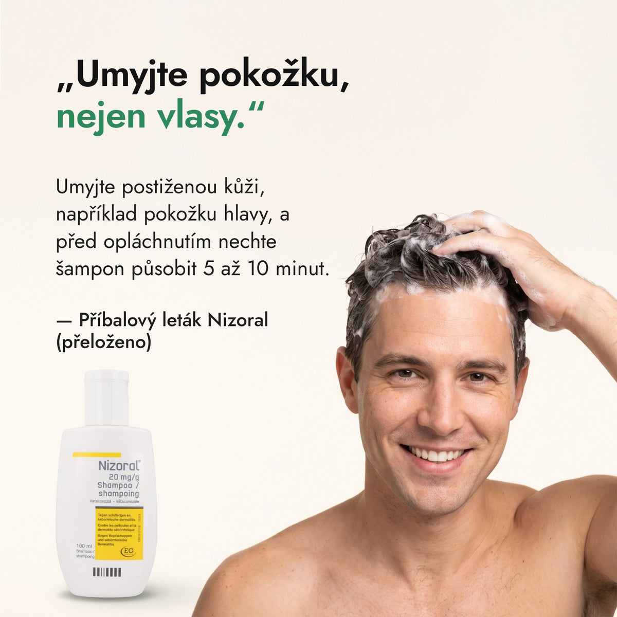 Umyjte pokožku, nejen vlasy. — Příbalový leták Nizoral (přeloženo)