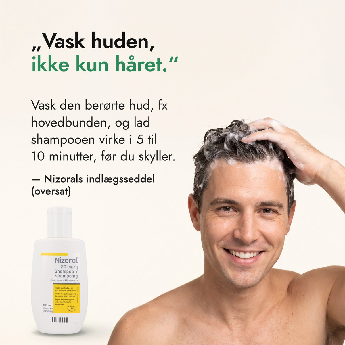 Vask huden, ikke kun håret. — Nizorals indlægsseddel (oversat)