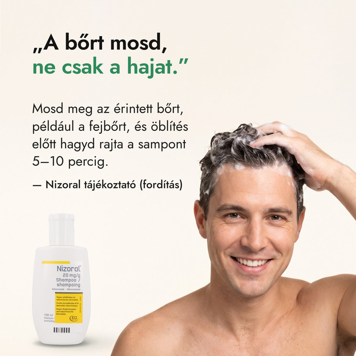 A bőrt mosd, ne csak a hajat. — Nizoral tájékoztató (fordítás)