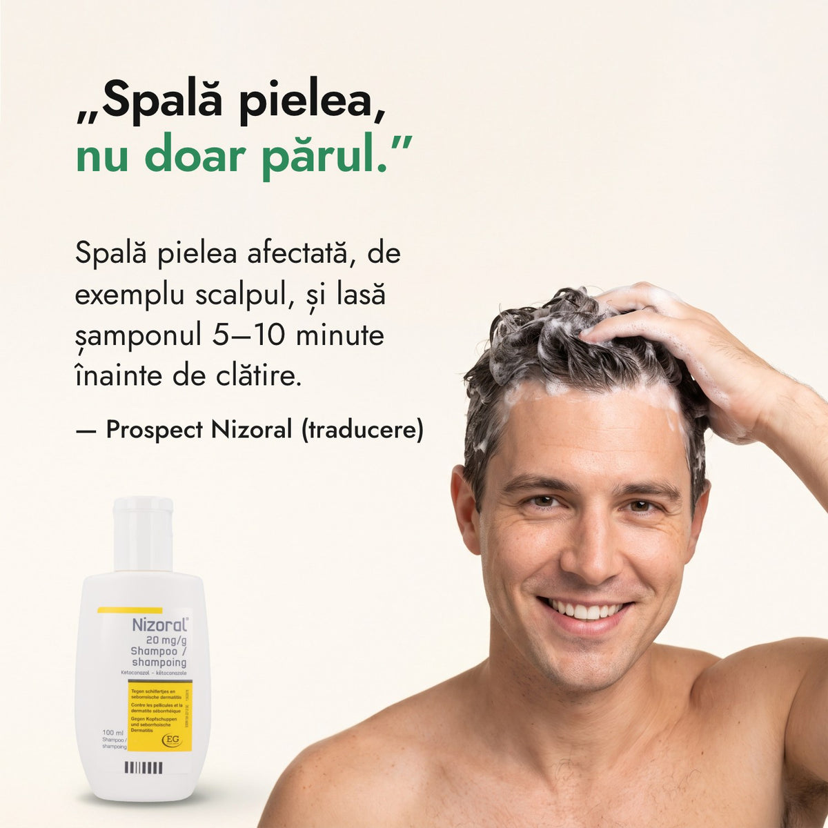 Spală pielea, nu doar părul. — Prospect Nizoral (traducere)