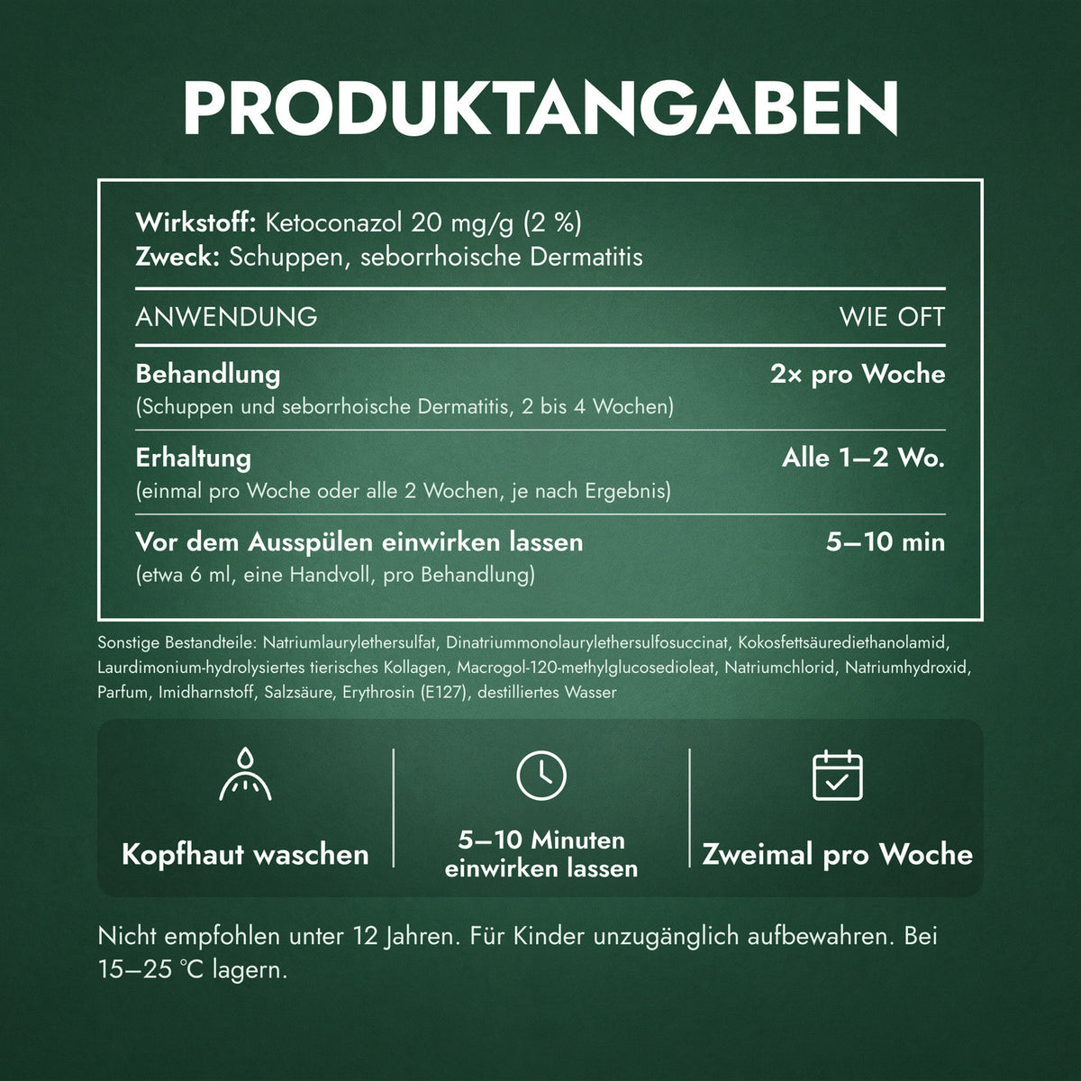 Produktangaben: Nizoral 20 mg/g Shampoo