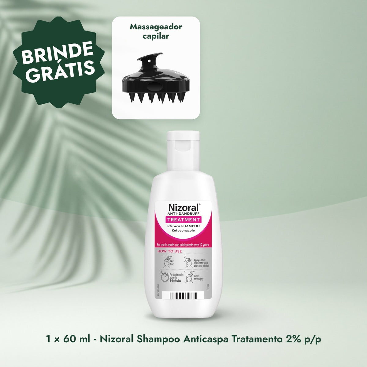 1 × 60 ml · Nizoral Shampoo Anticaspa Tratamento 2% p/p: Massageador capilar