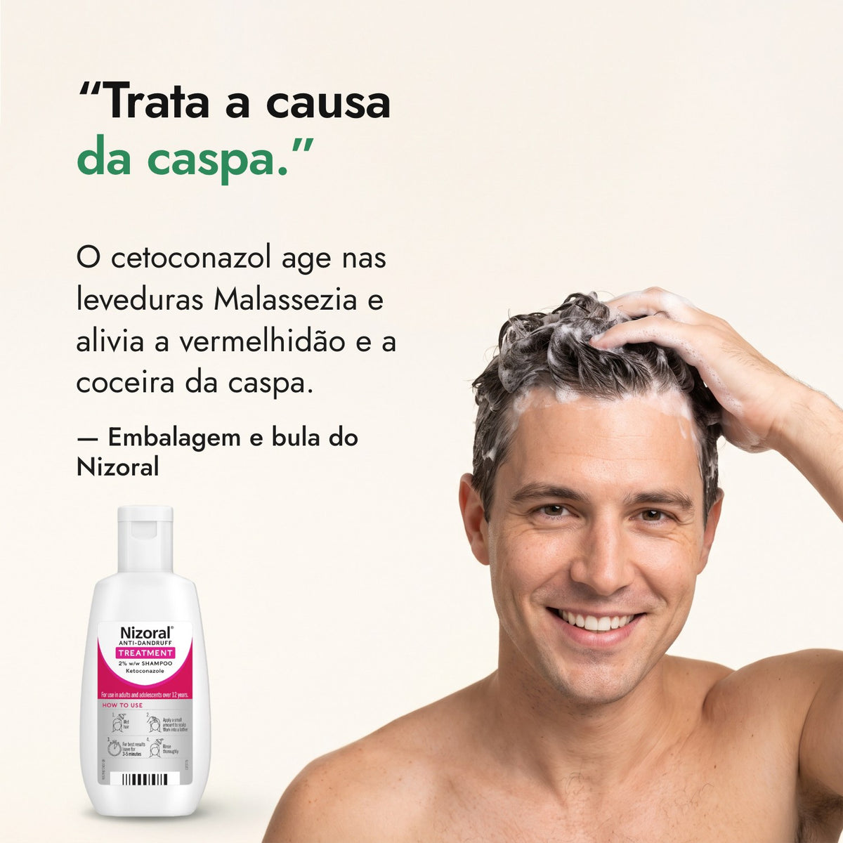 Trata a causa da caspa. — Embalagem e bula do Nizoral