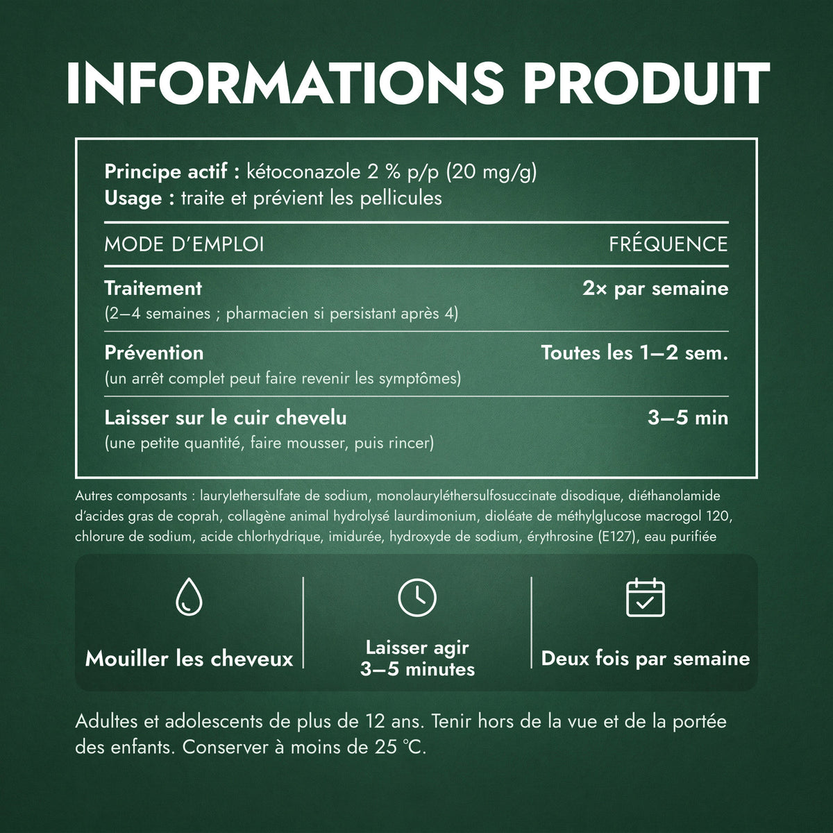 Informations produit: Nizoral traitement antipelliculaire 2 % p/p shampooing