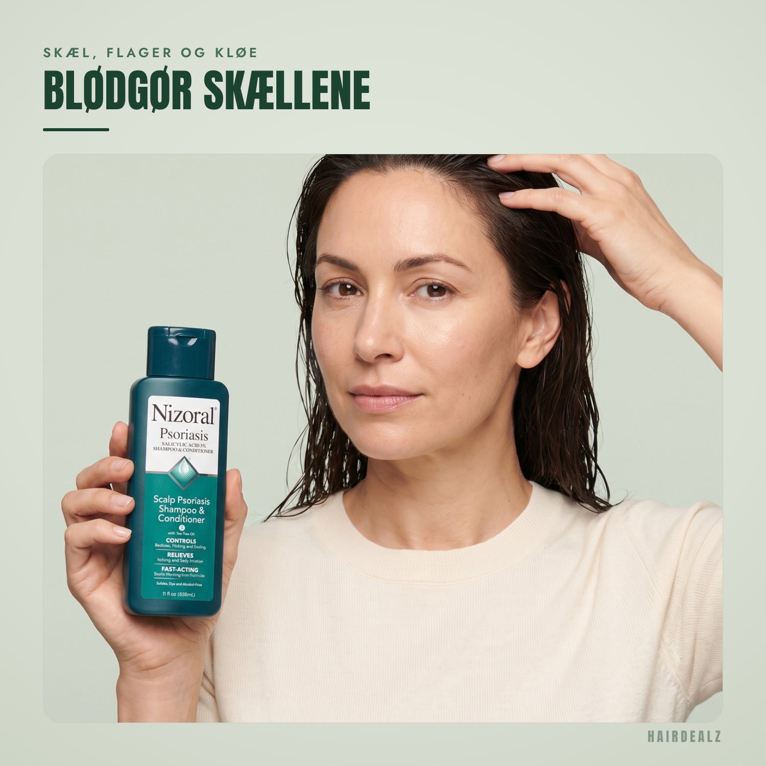 Nizoral Psoriasis i brug mod en grøn baggrund