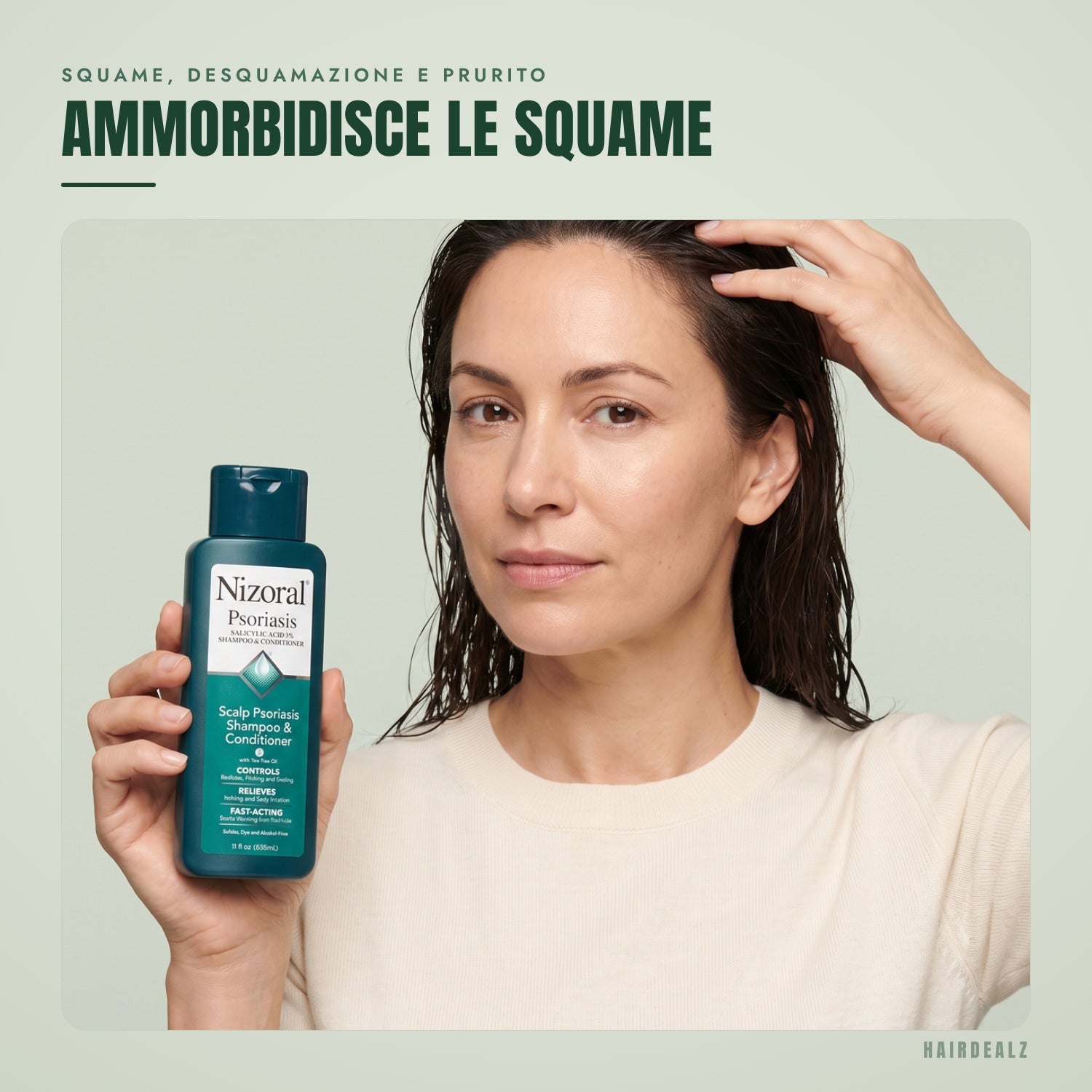 Nizoral Psoriasis in uso su sfondo verde