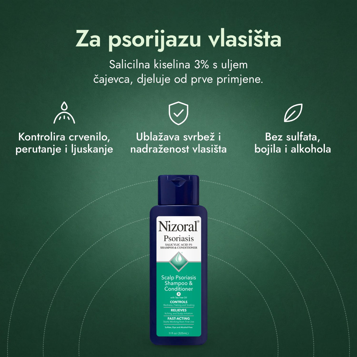 Nizoral Psoriasis šampon i regenerator, salicilna kiselina 3%: Za psorijazu vlasišta Kontrolira crvenilo, perutanje i ljuskanje, Ublažava svrbež i nadraženost vlasišta, Bez sulfata, bojila i alkohola