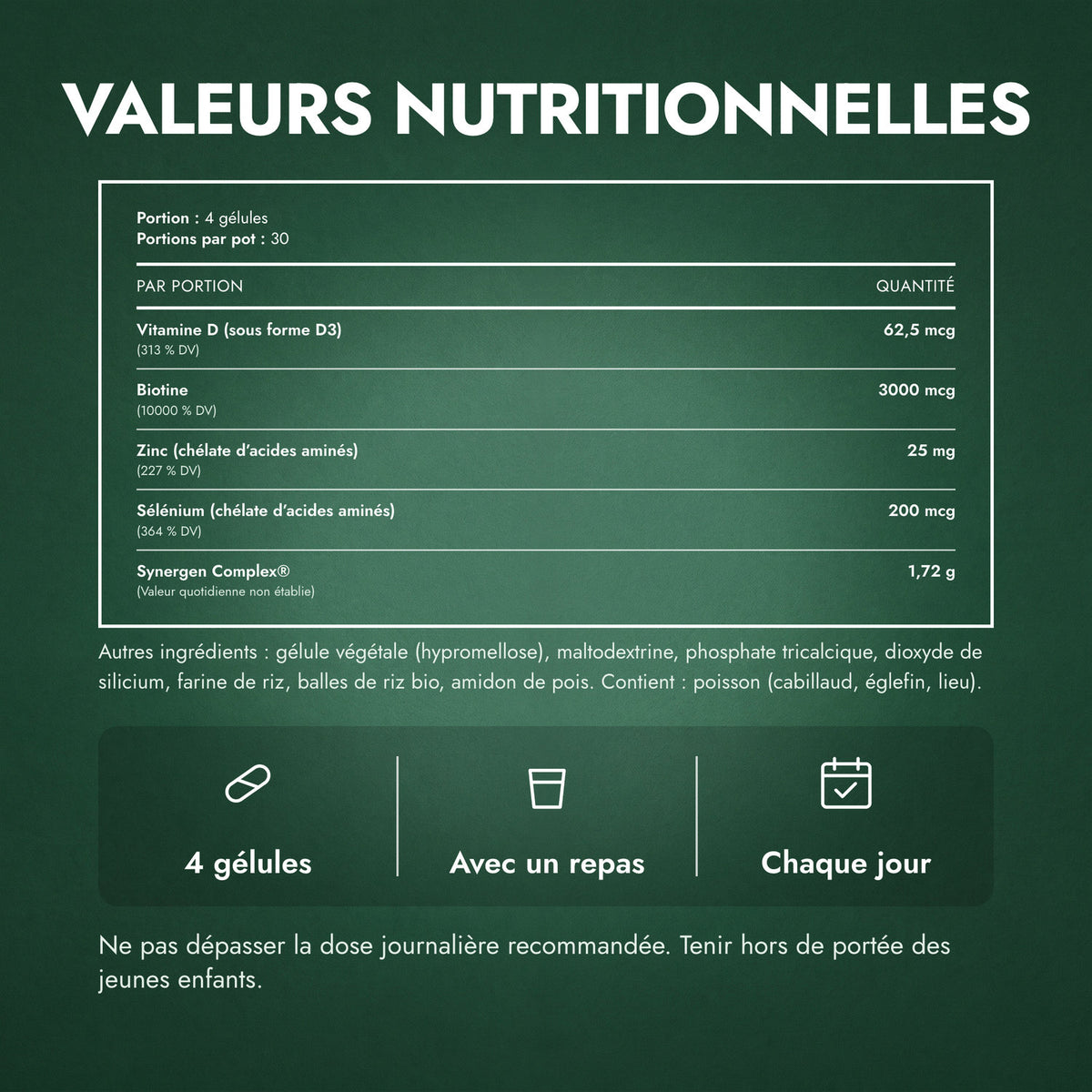 Valeurs nutritionnelles: Nutrafol Men