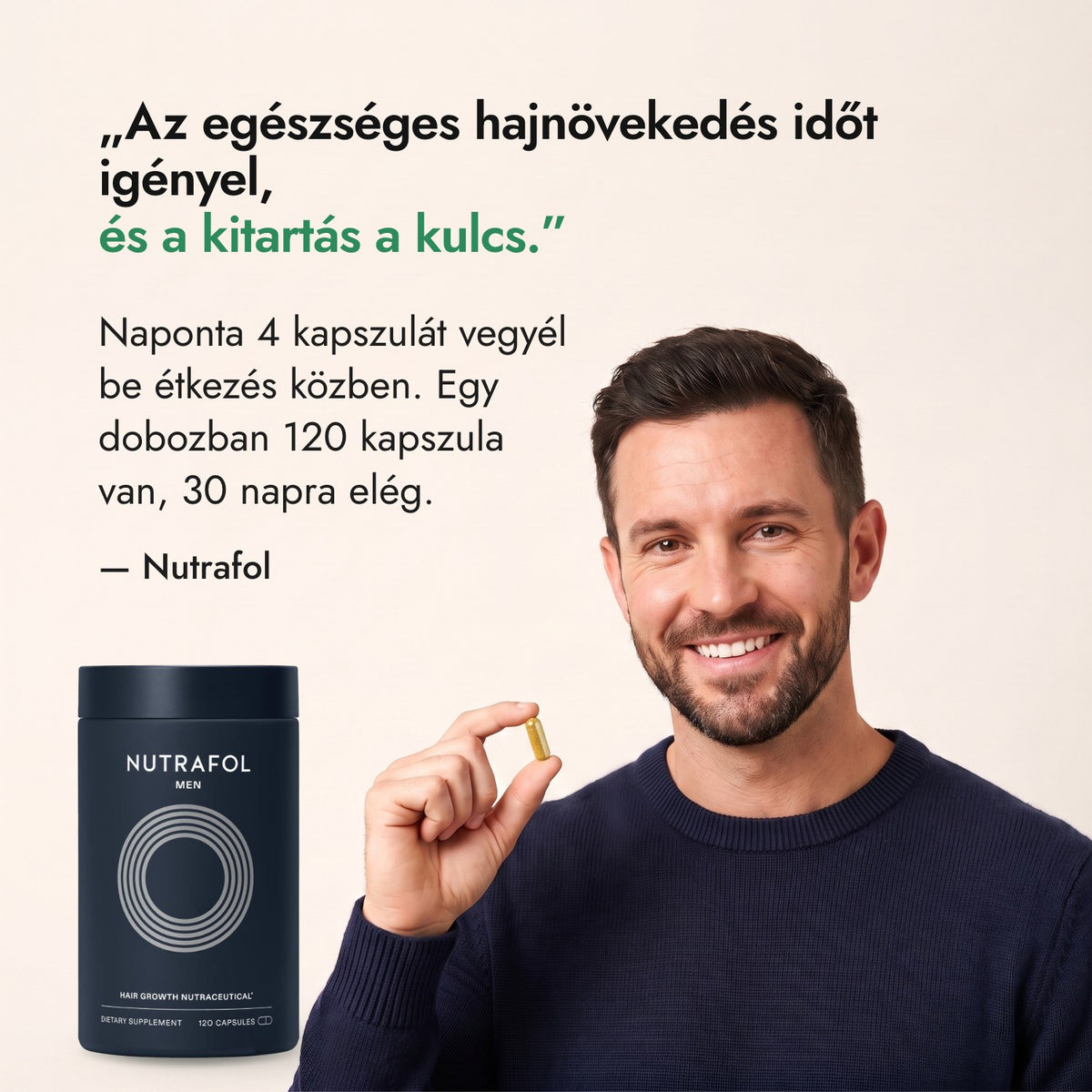 Az egészséges hajnövekedés időt igényel, és a kitartás a kulcs. — Nutrafol