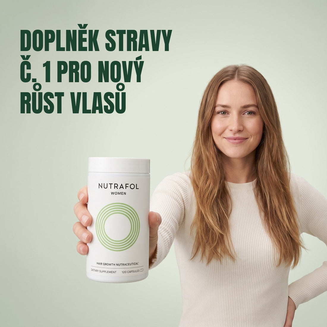 Nutrafol pro ženy 18-44, balení 120 kapslí, přední strana obalu