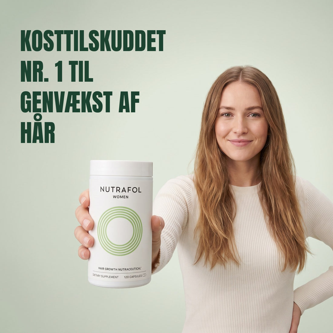 Nutrafol til kvinder 18-44, æske med 120 kapsler, forside af pakke
