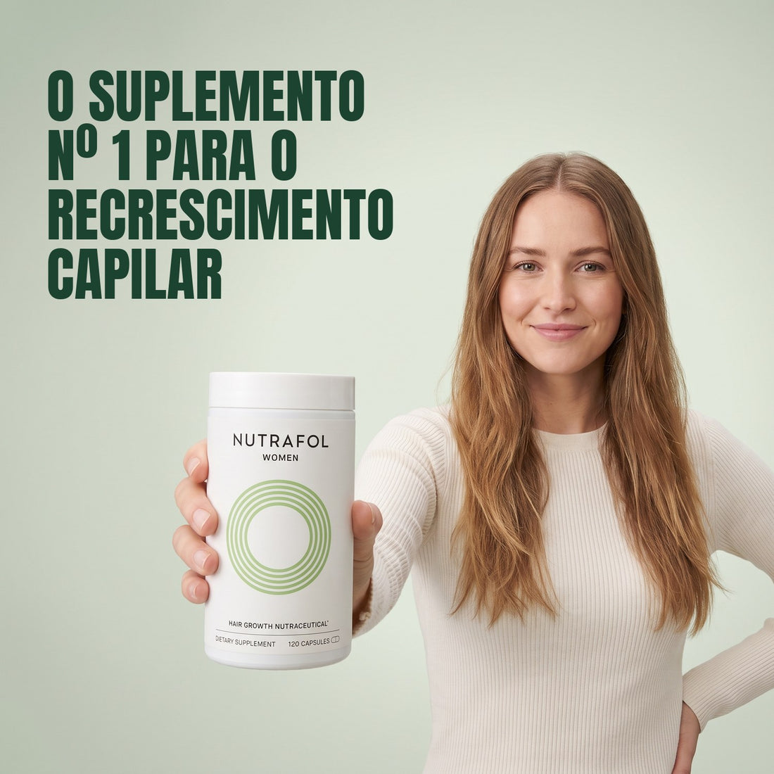 Nutrafol para Mulheres 18-44, caixa com 120 cápsulas, frente da embalagem