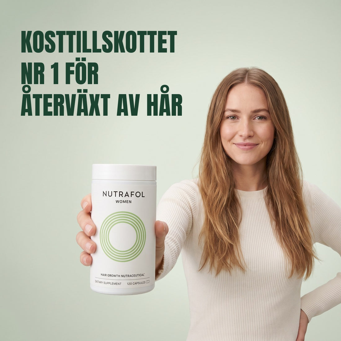 Nutrafol för kvinnor 18–44, förpackning med 120 kapslar, framsida