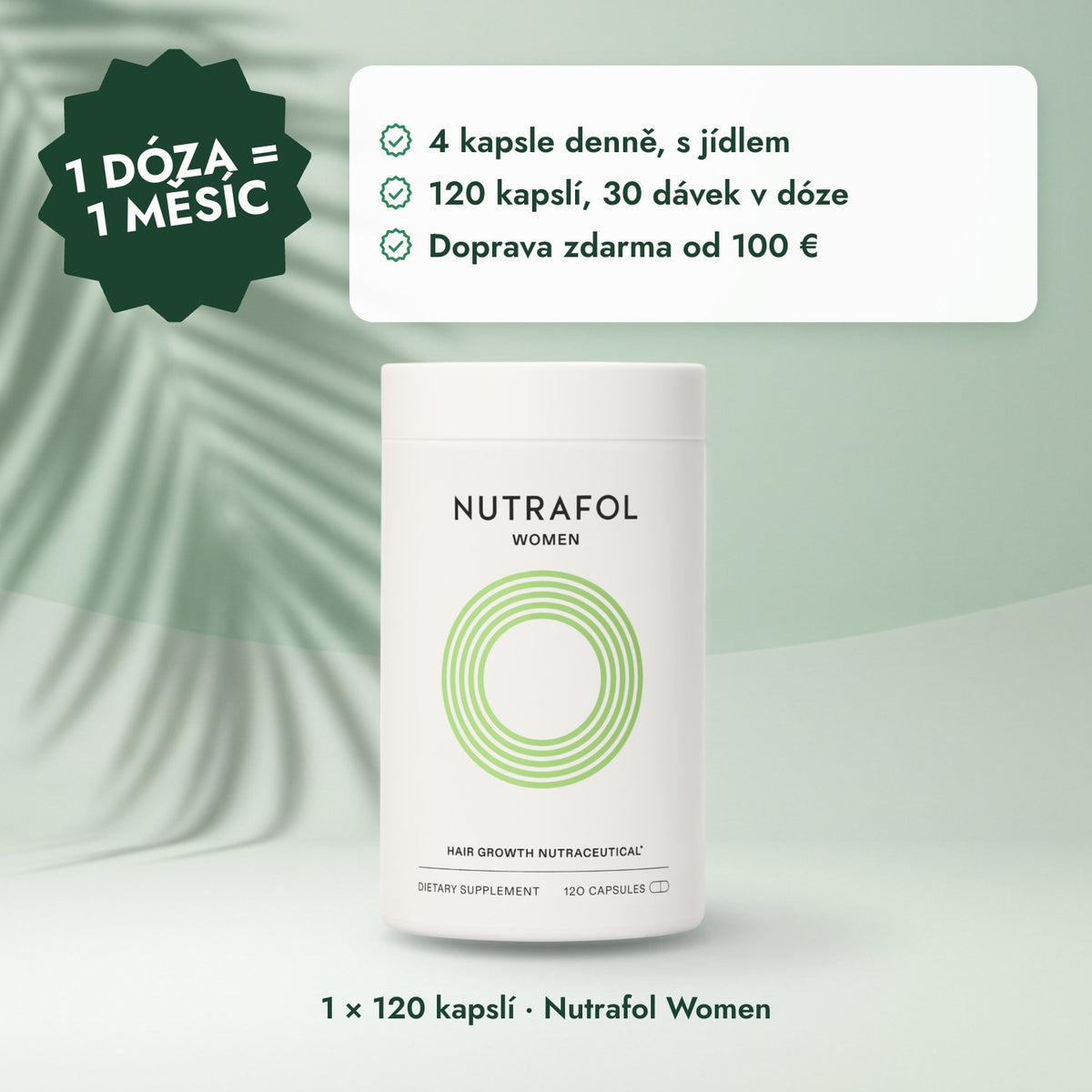 1 × 120 kapslí · Nutrafol Women: 1 dóza = 1 měsíc
