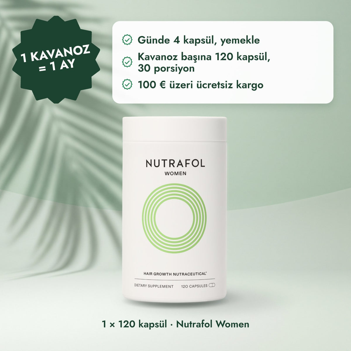 1 × 120 kapsül · Nutrafol Women: 1 kavanoz = 1 ay