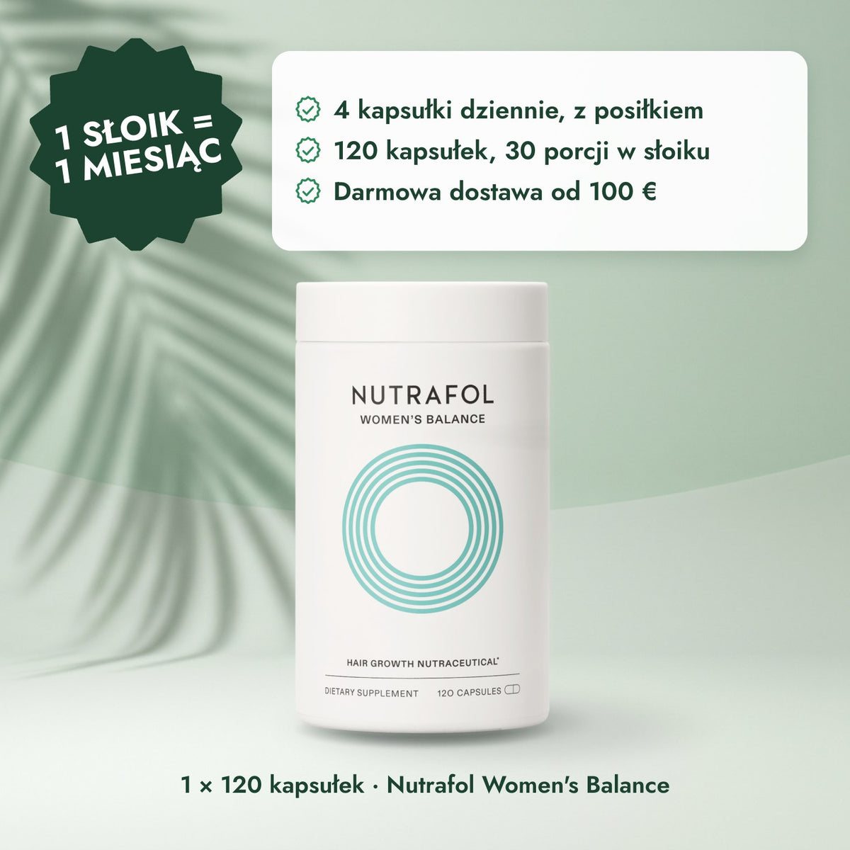 1 × 120 kapsułek · Nutrafol Women's Balance: 1 słoik = 1 miesiąc