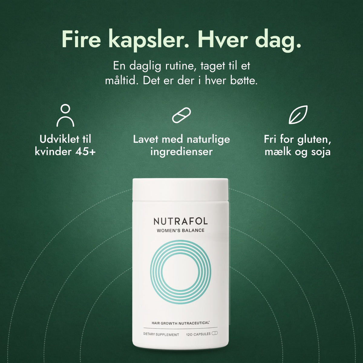 Nutrafol Women's Balance: Fire kapsler. Hver dag. Udviklet til kvinder 45+, Lavet med naturlige ingredienser, Fri for gluten, mælk og soja