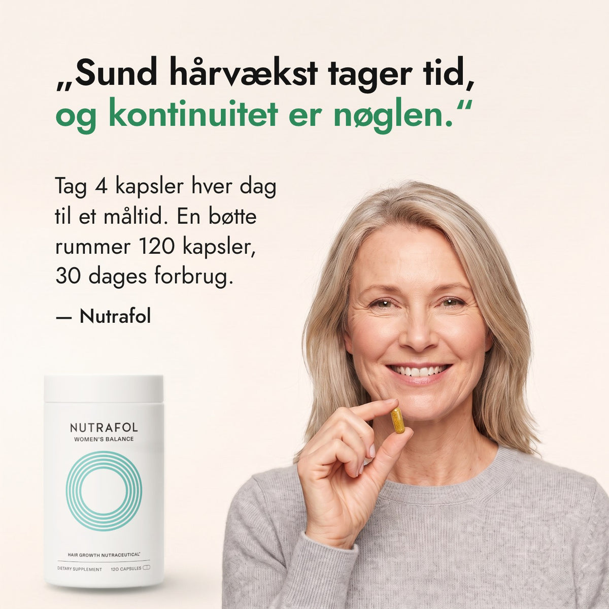 Sund hårvækst tager tid, og kontinuitet er nøglen. — Nutrafol