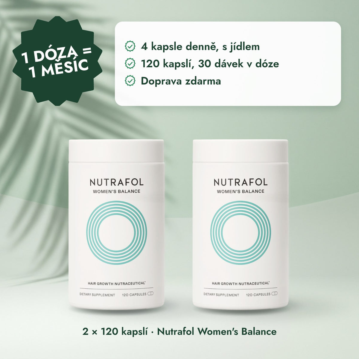 2 × 120 kapslí · Nutrafol Women's Balance: 1 dóza = 1 měsíc