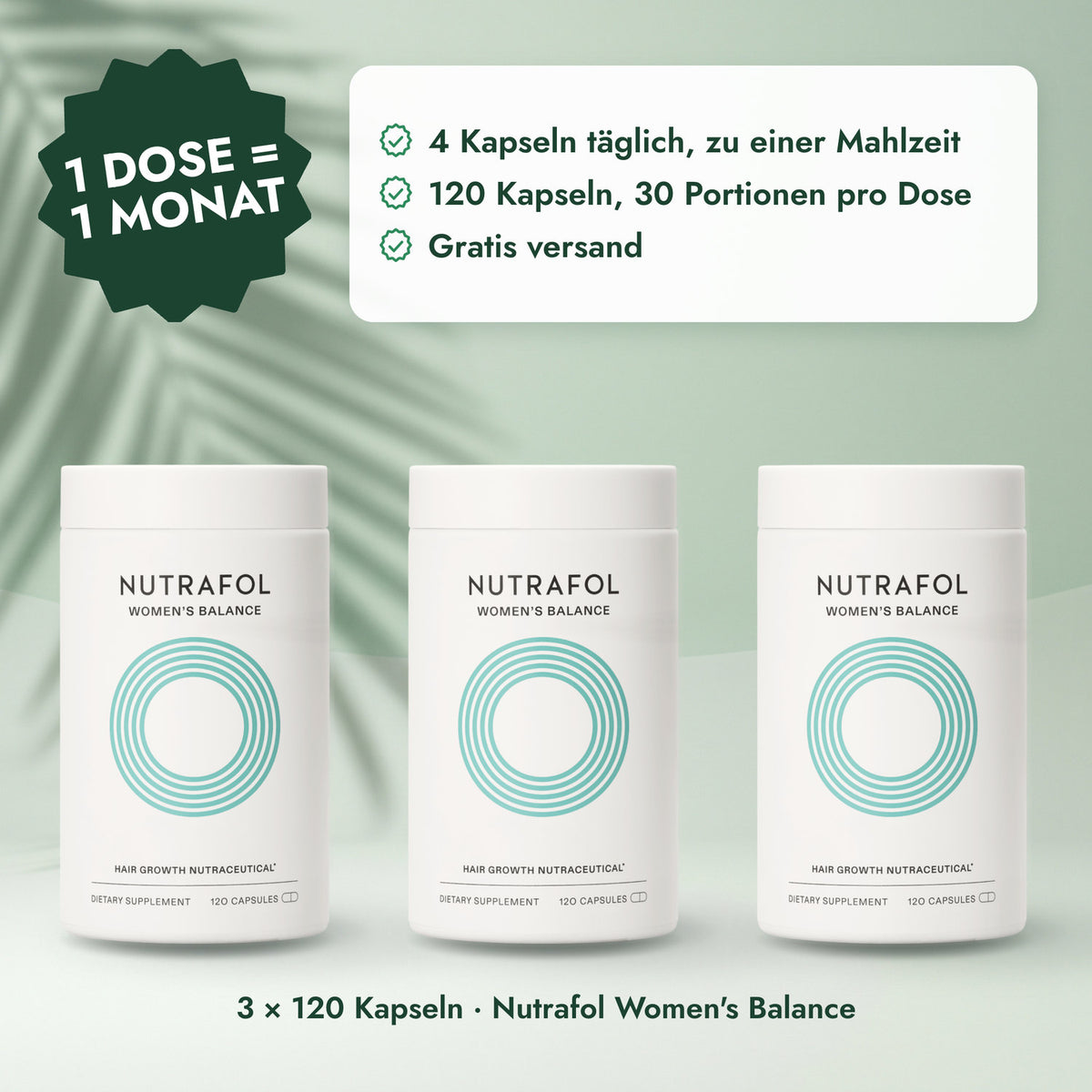 3 × 120 Kapseln · Nutrafol Women's Balance: 1 Dose = 1 Monat