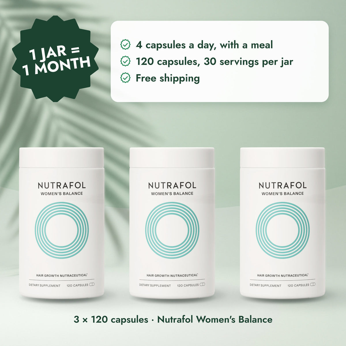 Nutrafol Women's Balance: Nutrafol for Women 45+ (360 Capsules) - 3 Month Supply