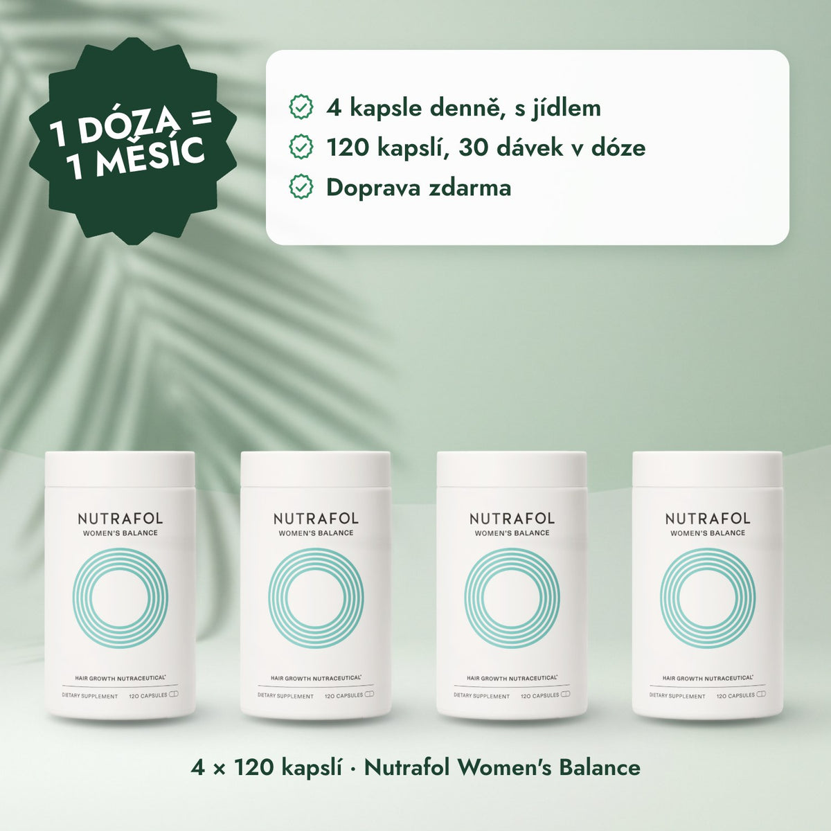 4 × 120 kapslí · Nutrafol Women's Balance: 1 dóza = 1 měsíc