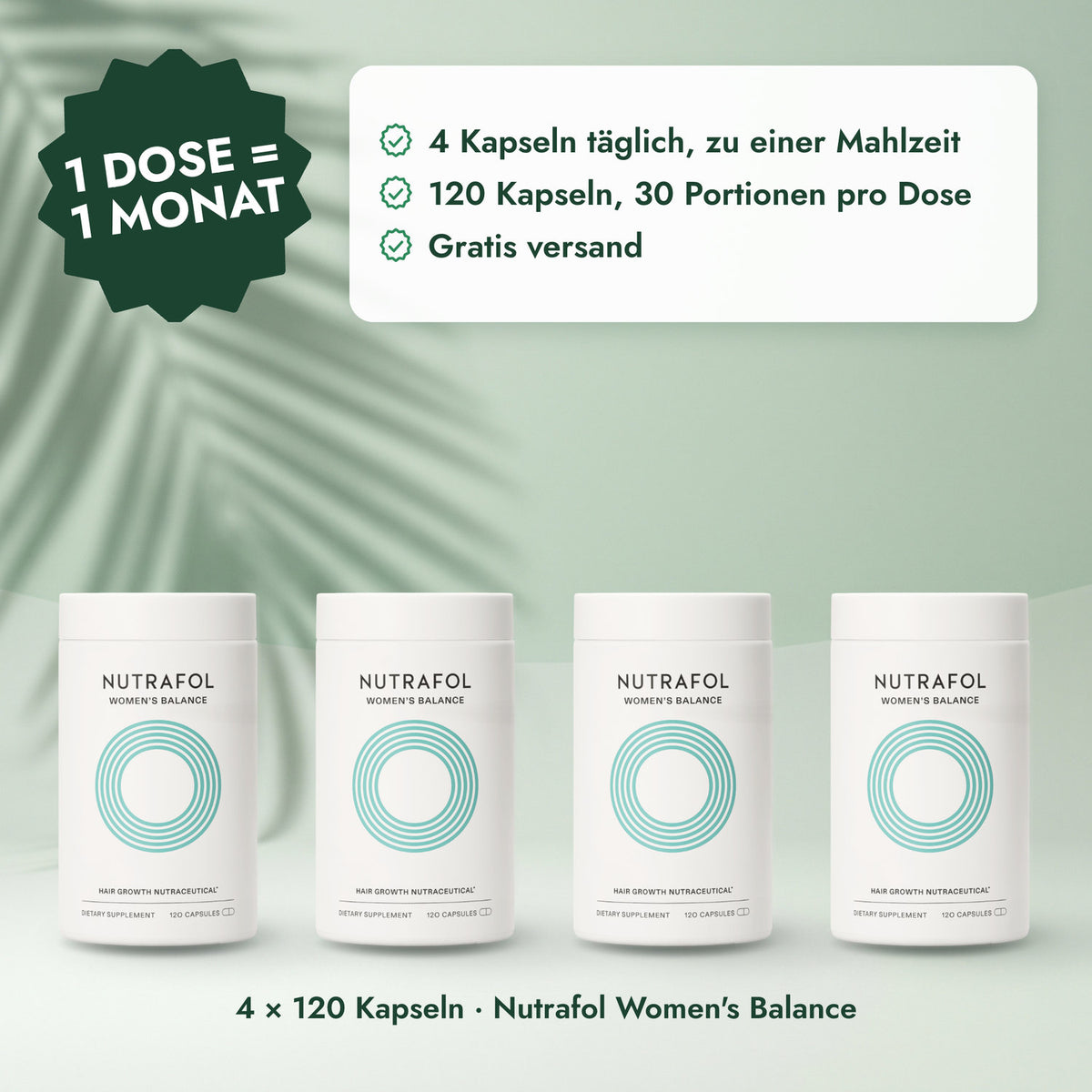 4 × 120 Kapseln · Nutrafol Women's Balance: 1 Dose = 1 Monat