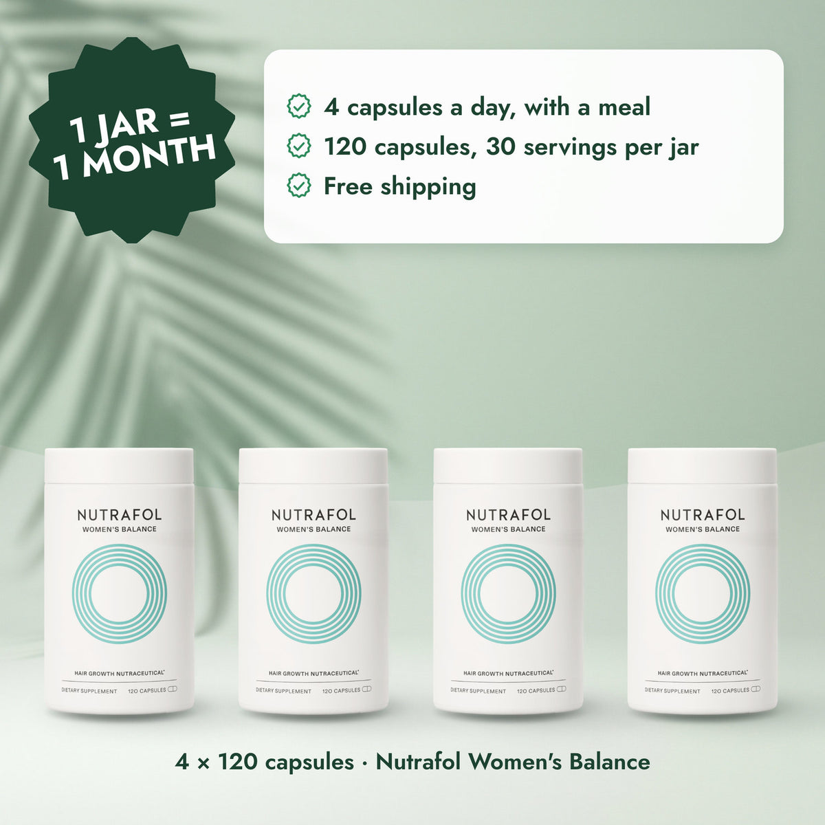 Nutrafol Women's Balance: Nutrafol for Women 45+ (480 Capsules) - 4 Month Supply