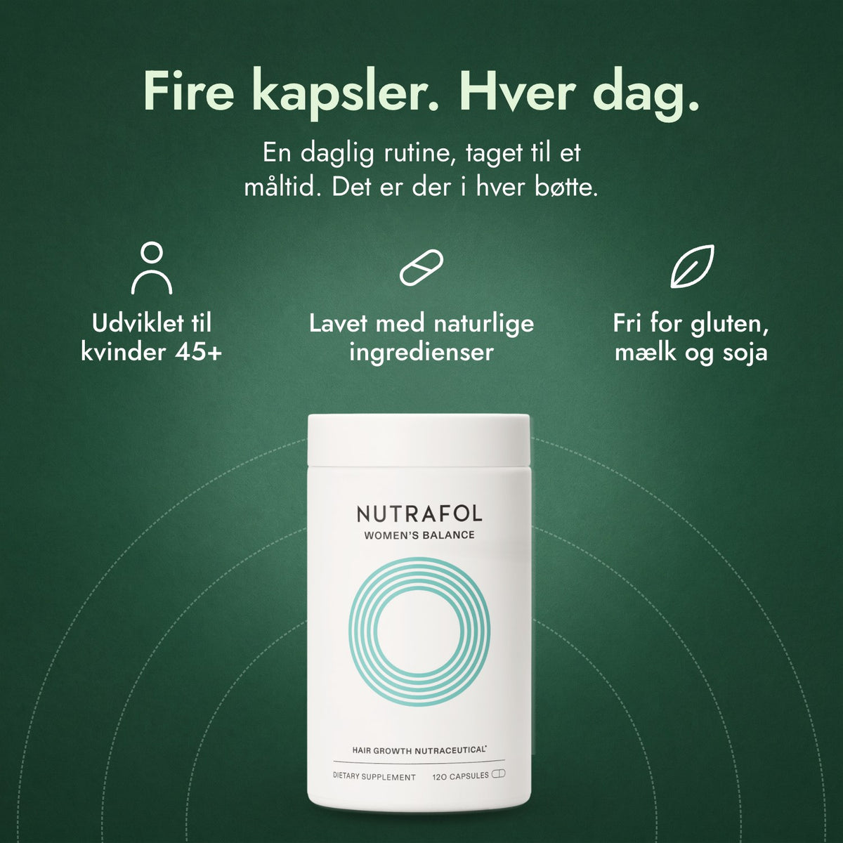 Nutrafol Women's Balance: Fire kapsler. Hver dag. Udviklet til kvinder 45+, Lavet med naturlige ingredienser, Fri for gluten, mælk og soja