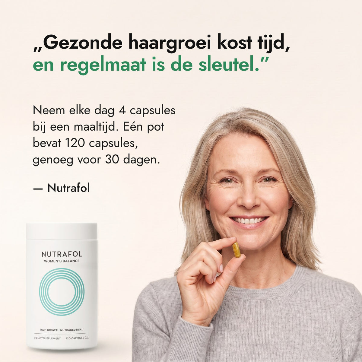 Gezonde haargroei kost tijd, en regelmaat is de sleutel. — Nutrafol