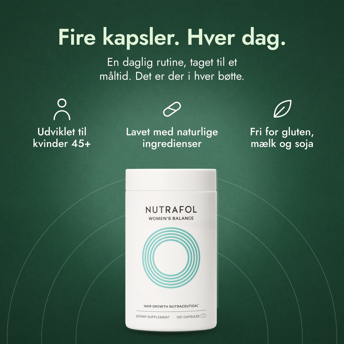 Nutrafol Women's Balance: Fire kapsler. Hver dag. Udviklet til kvinder 45+, Lavet med naturlige ingredienser, Fri for gluten, mælk og soja