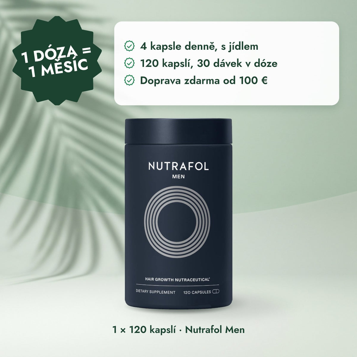 1 × 120 kapslí · Nutrafol Men: 1 dóza = 1 měsíc