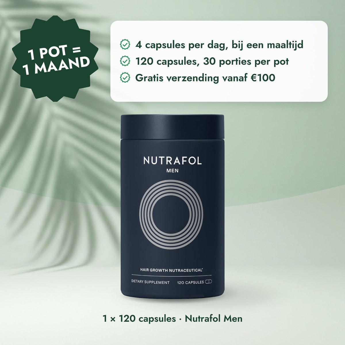 1 × 120 capsules · Nutrafol Men: 1 pot = 1 maand
