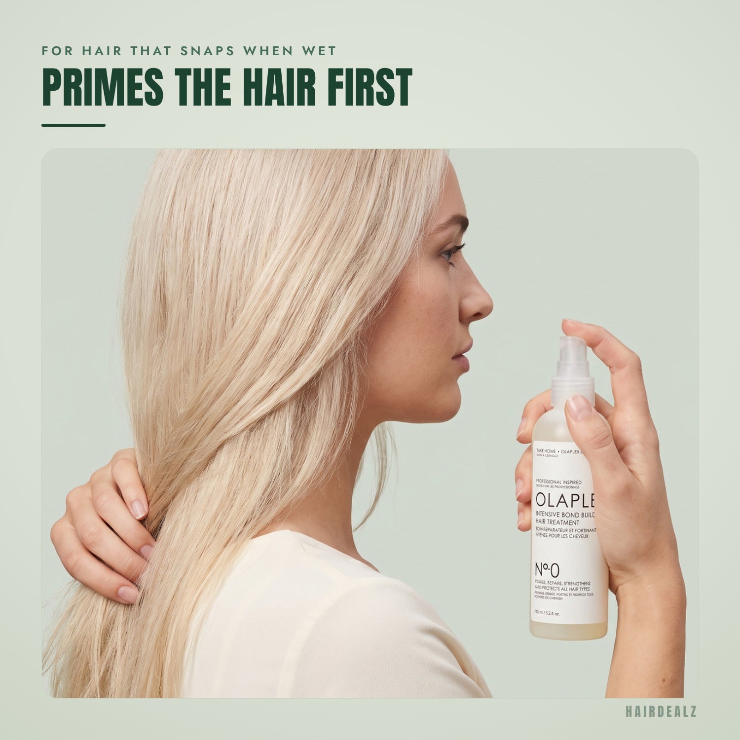 Olaplex No.0 in use against a green background