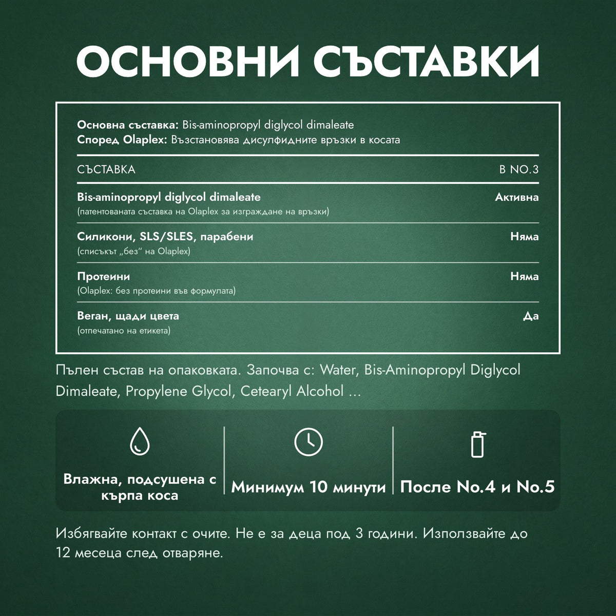 Основни съставки: Olaplex No.3 Hair Perfector