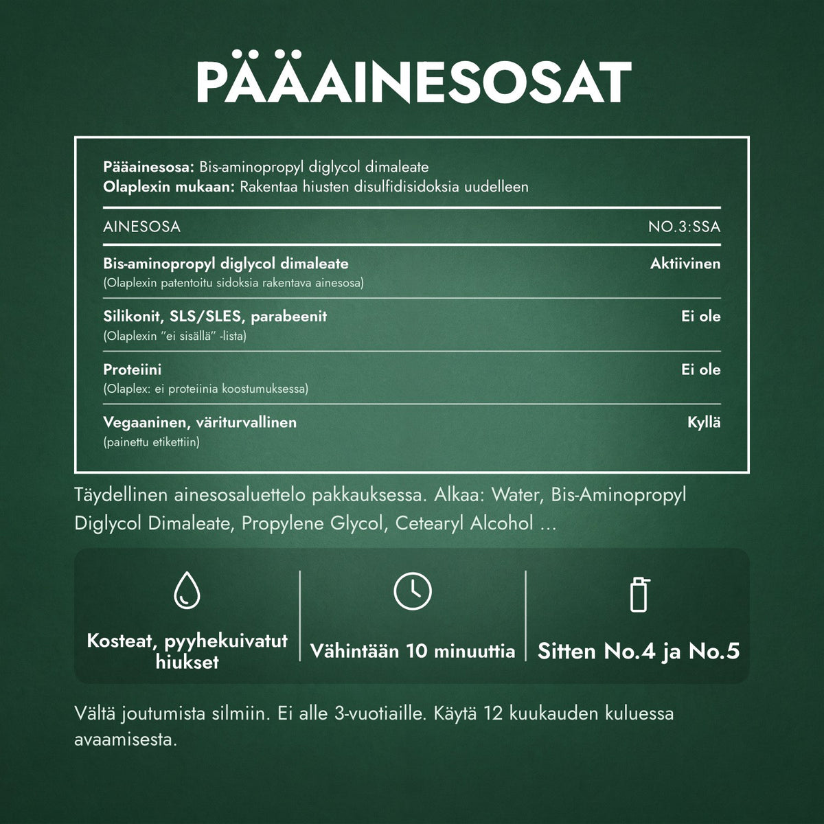 Pääainesosat: Olaplex No.3 Hair Perfector
