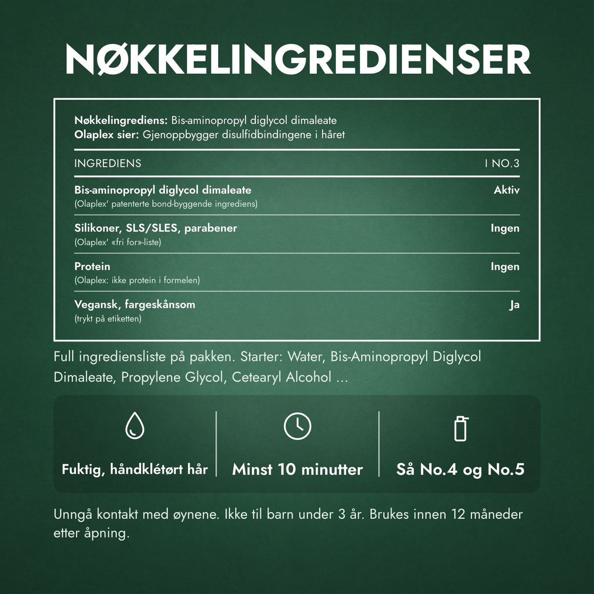 Nøkkelingredienser: Olaplex No.3 Hair Perfector