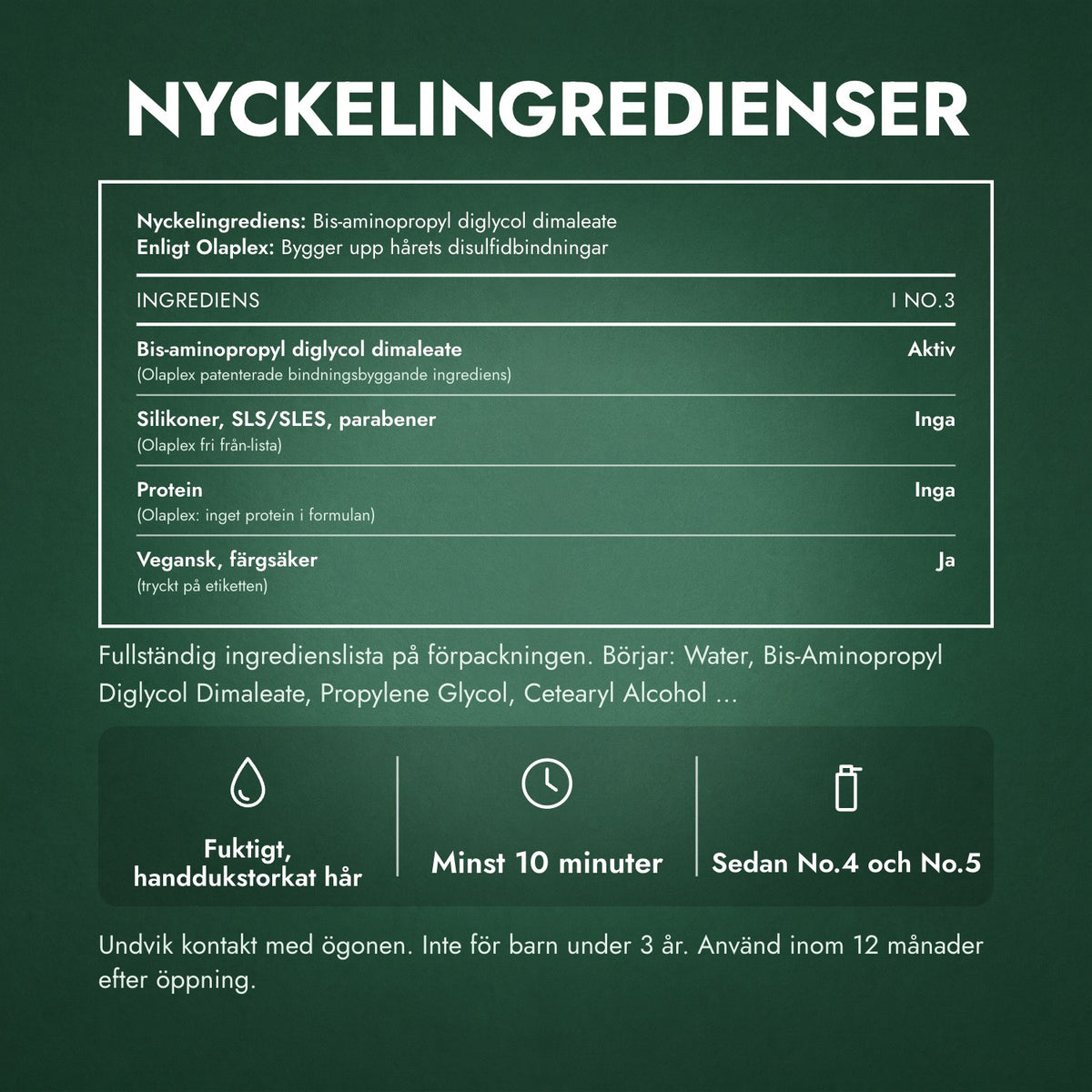 Nyckelingredienser: Olaplex No.3 Hair Perfector