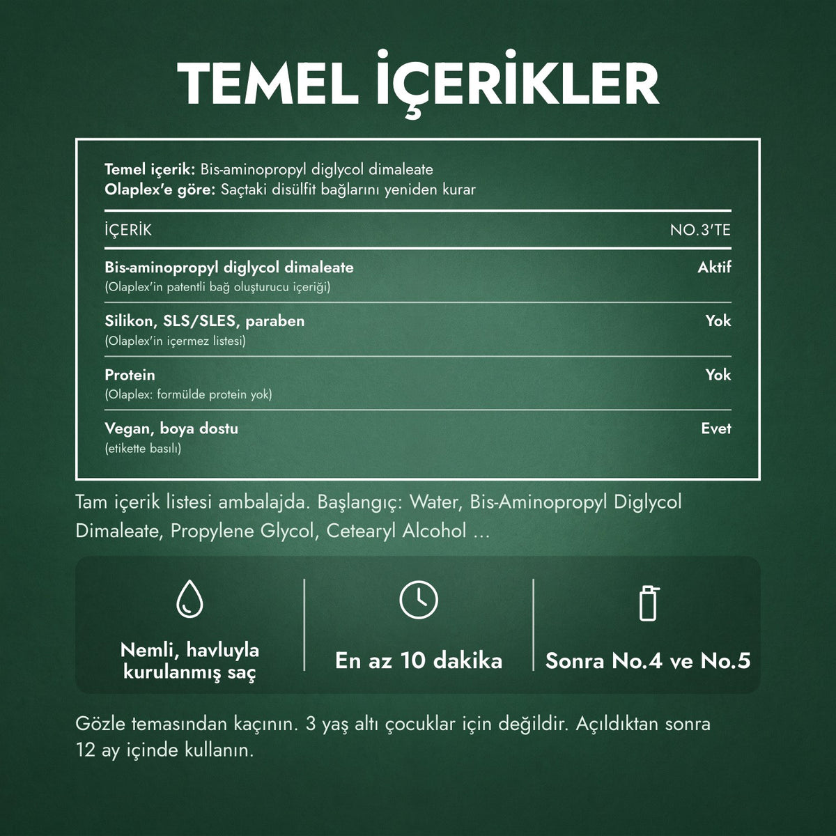 Temel içerikler: Olaplex No.3 Hair Perfector