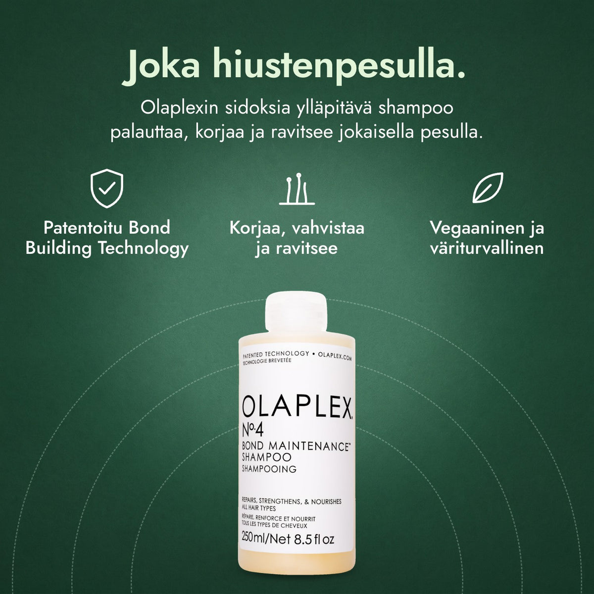 Olaplex No.4 Bond Maintenance -shampoo: Joka hiustenpesulla. Patentoitu Bond Building Technology, Korjaa, vahvistaa ja ravitsee, Vegaaninen ja väriturvallinen