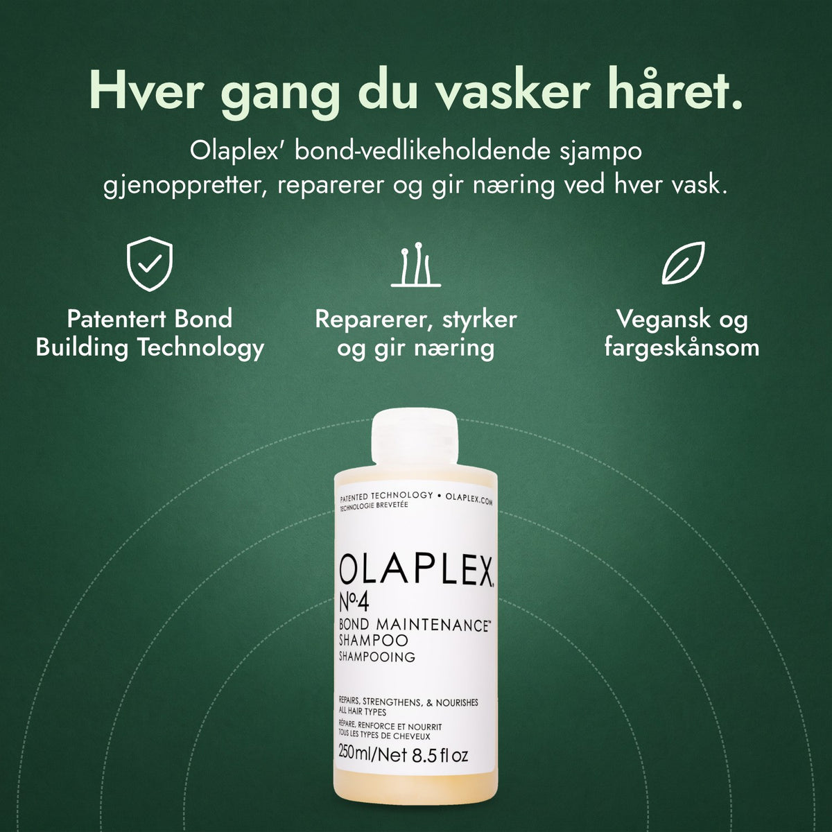 Olaplex No.4 Bond Maintenance sjampo: Hver gang du vasker håret. Patentert Bond Building Technology, Reparerer, styrker og gir næring, Vegansk og fargeskånsom