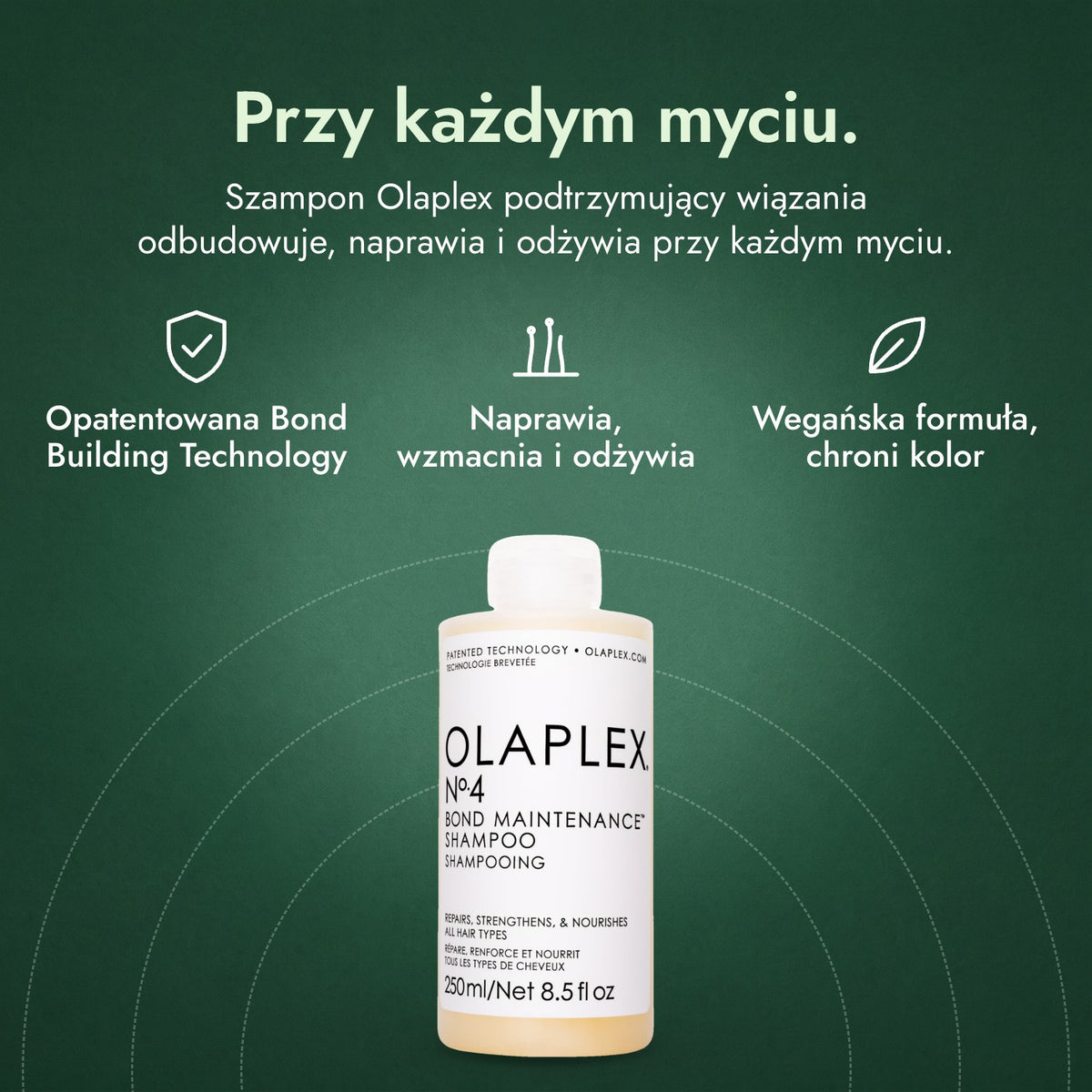 Olaplex No.4 Bond Maintenance szampon: Przy każdym myciu. Opatentowana Bond Building Technology, Naprawia, wzmacnia i odżywia, Wegańska formuła, chroni kolor
