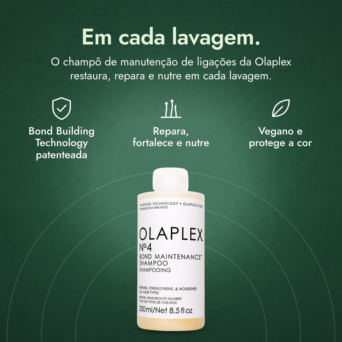 Olaplex Nº4 Champô de Manutenção de Ligações: Em cada lavagem. Bond Building Technology patenteada, Repara, fortalece e nutre, Vegano e protege a cor