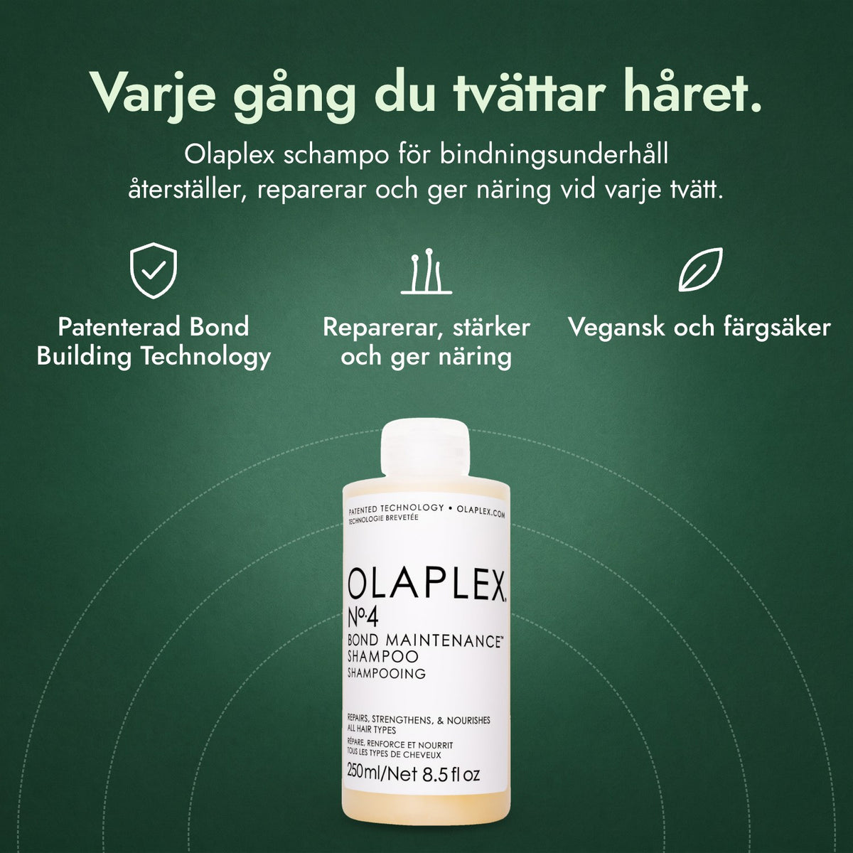 Olaplex No.4 Bond Maintenance Shampoo: Varje gång du tvättar håret. Patenterad Bond Building Technology, Reparerar, stärker och ger näring, Vegansk och färgsäker