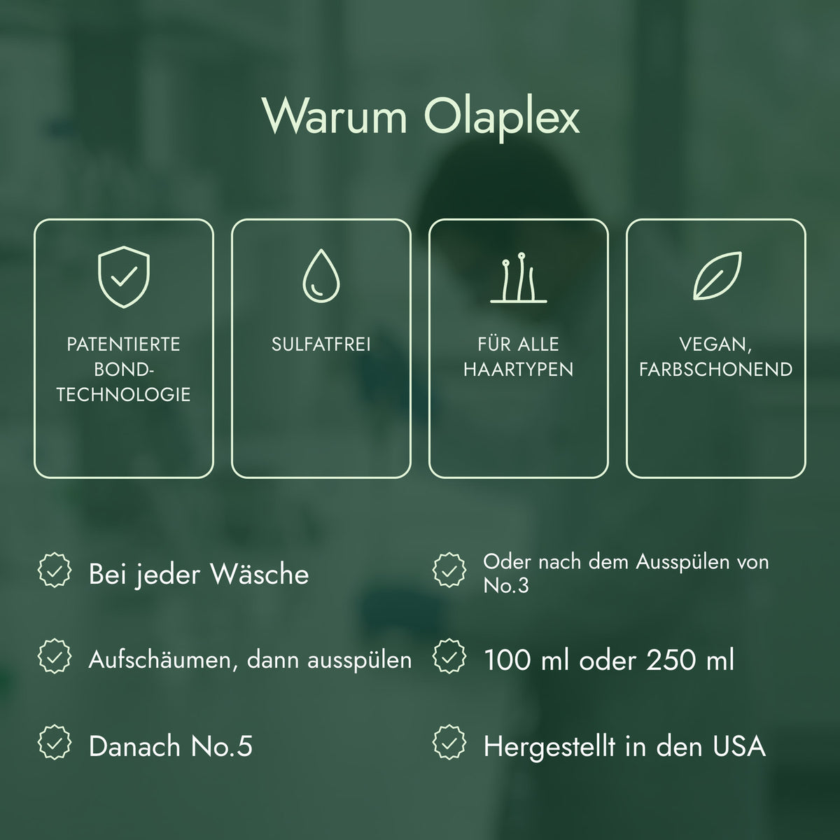 Warum Olaplex: Patentierte Bond-Technologie, Sulfatfrei, Für alle Haartypen, Vegan, farbschonend