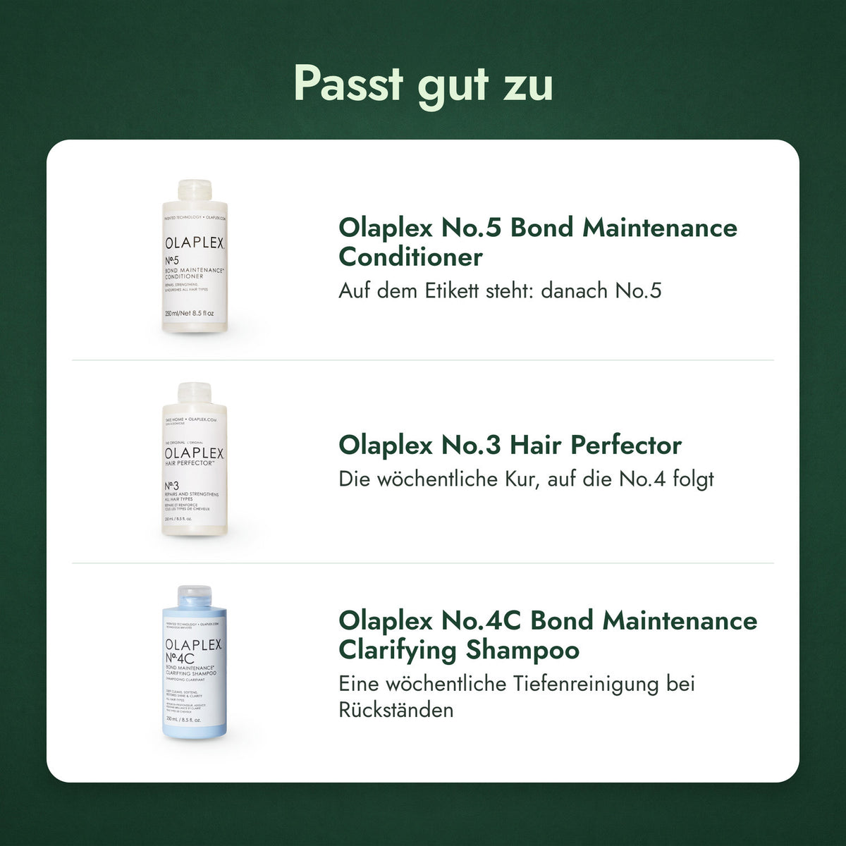 Passt gut zu: Olaplex No.5 Bond Maintenance Conditioner, Olaplex No.3 Hair Perfector, Olaplex No.4C Bond Maintenance Clarifying Shampoo