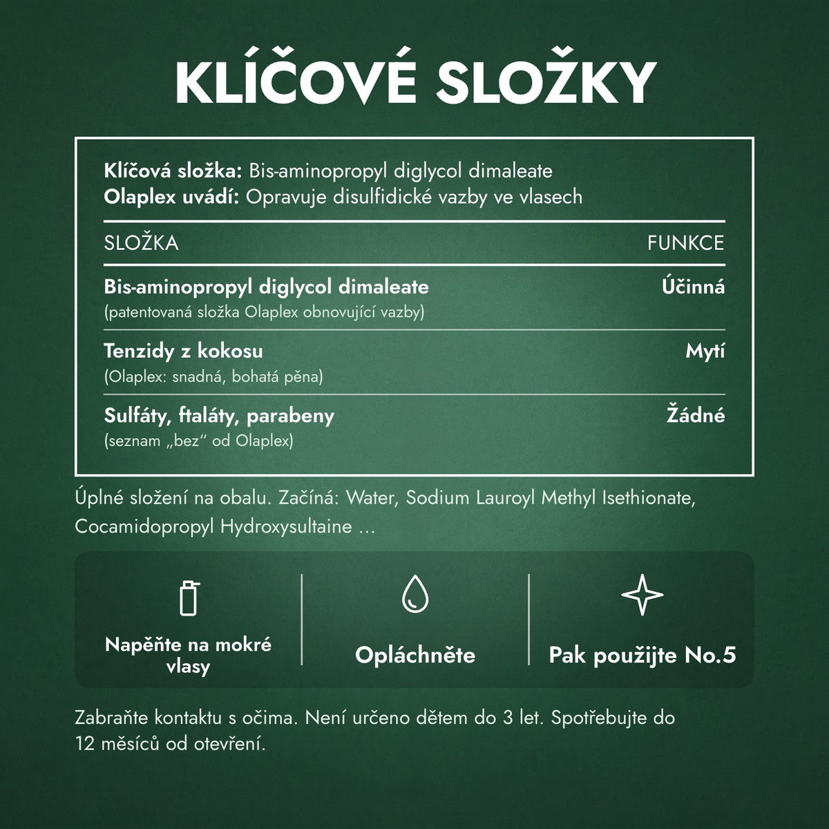 Klíčové složky: Olaplex No.4 Bond Maintenance Shampoo