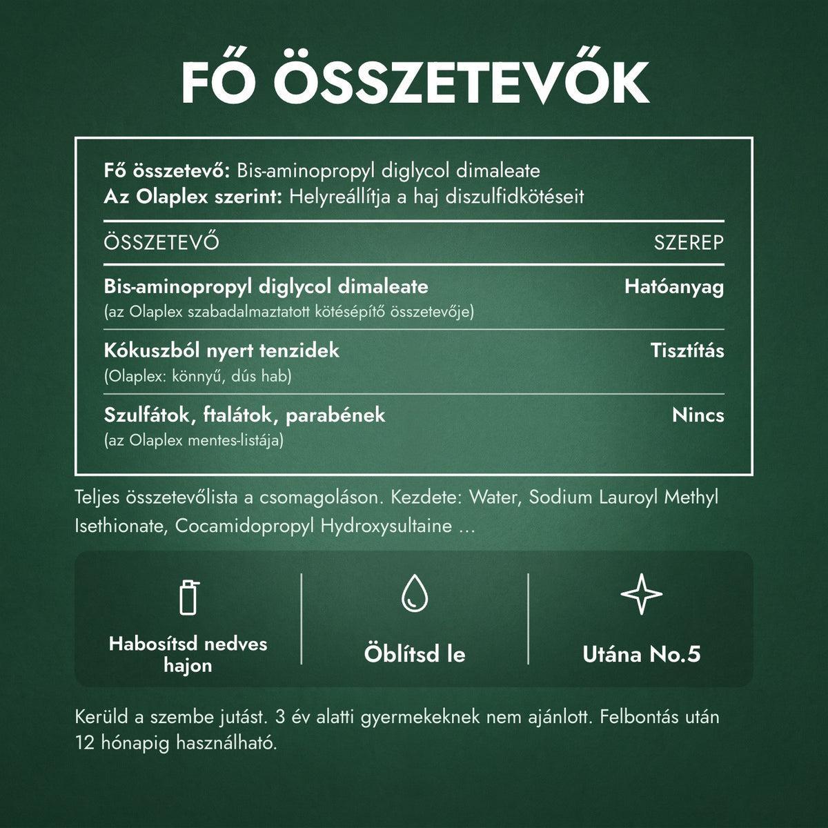 Fő összetevők: Olaplex No.4 Bond Maintenance Shampoo