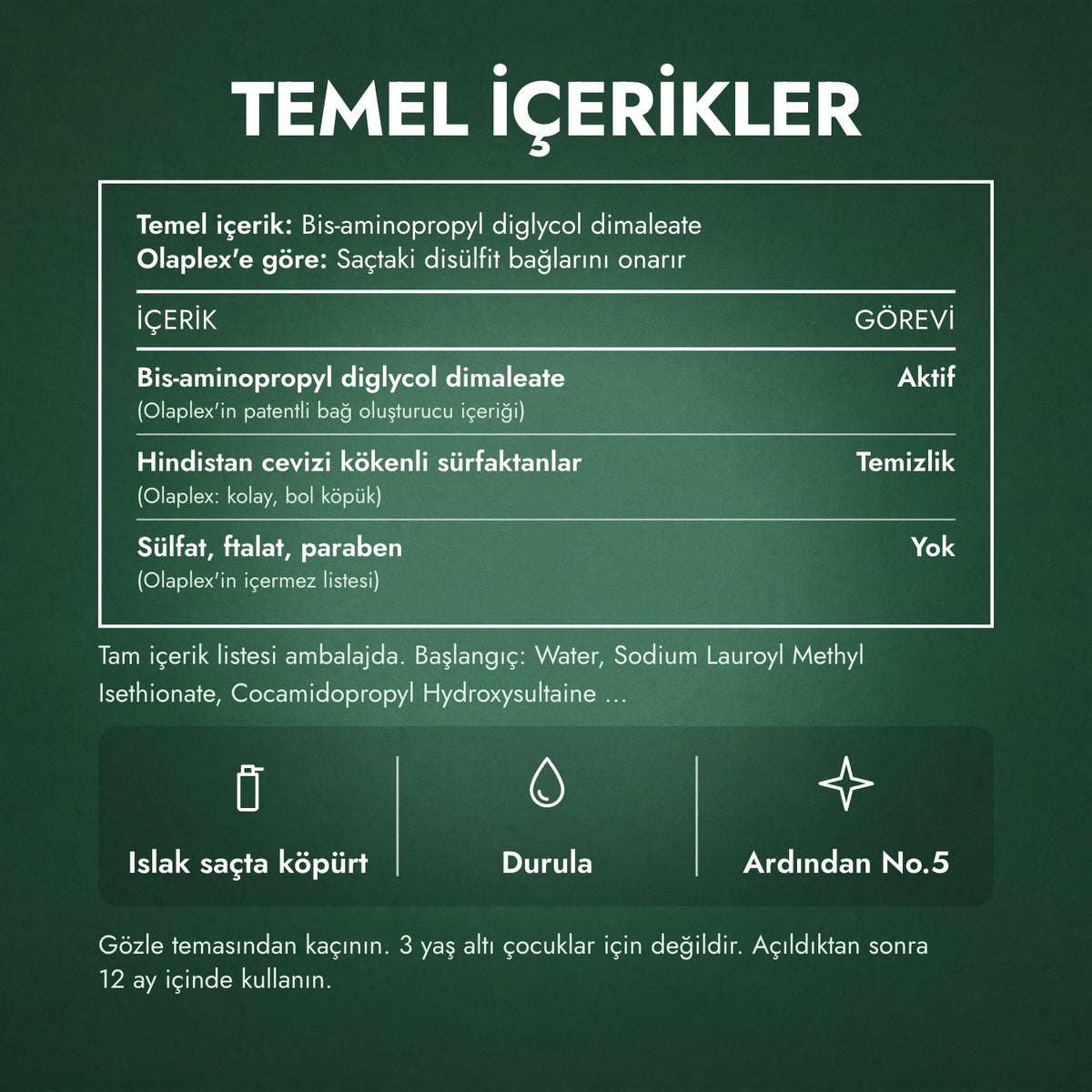 Temel içerikler: Olaplex No.4 Bond Maintenance şampuan