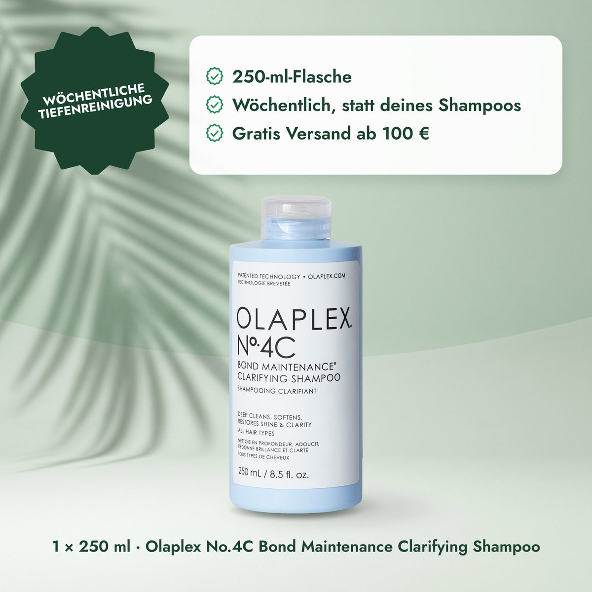 1 × 250 ml · Olaplex No.4C Bond Maintenance Clarifying Shampoo: Wöchentliche Tiefenreinigung